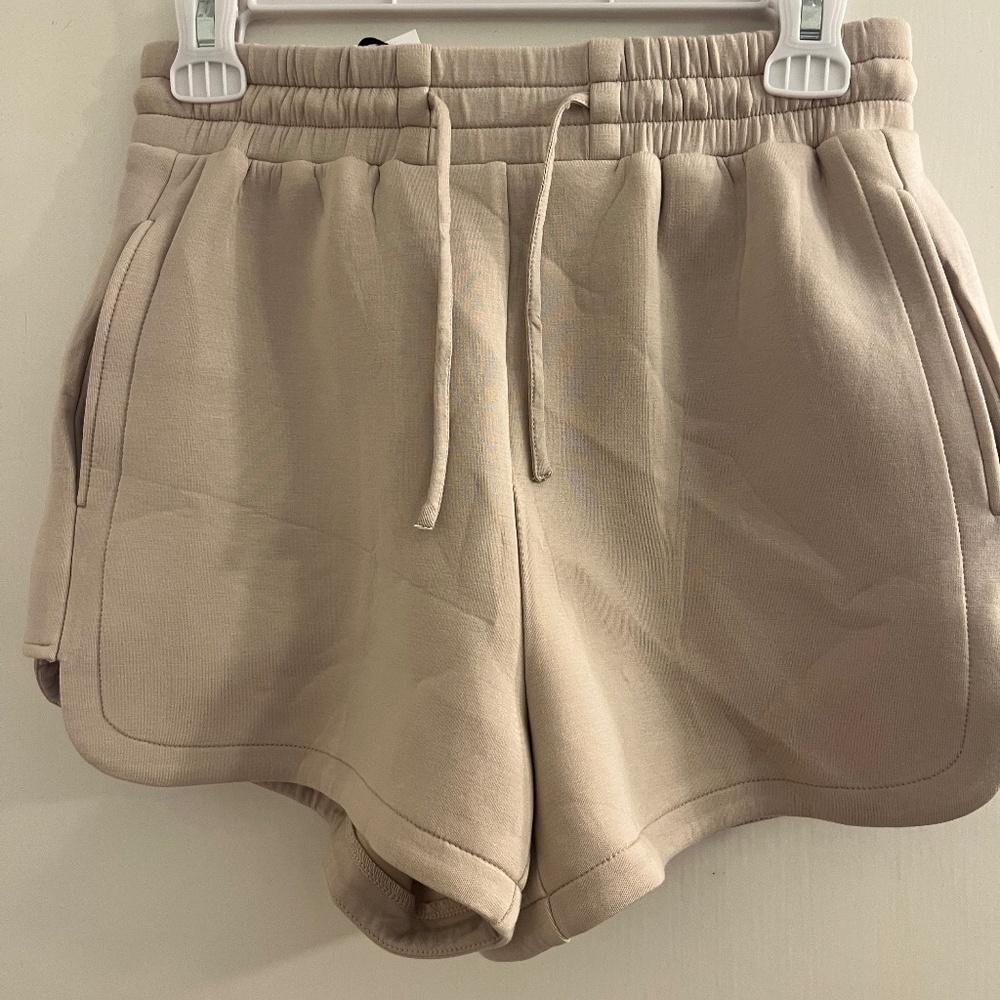 GREY LAB taupe high waisted shorts
